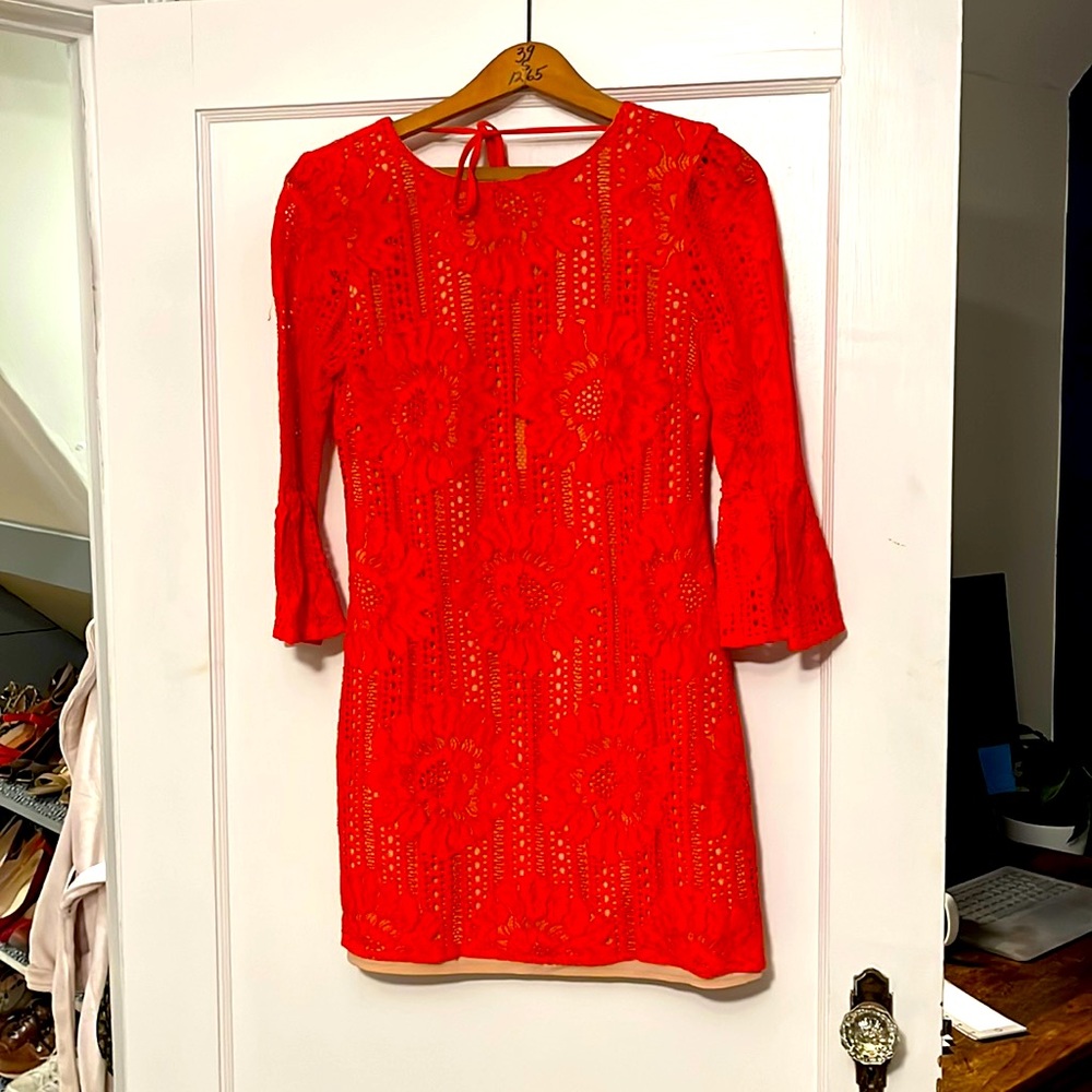 Tangerine Bell Sleeve Lace dress